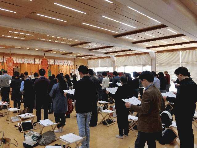 参加者全員で神棚拝詞奏上